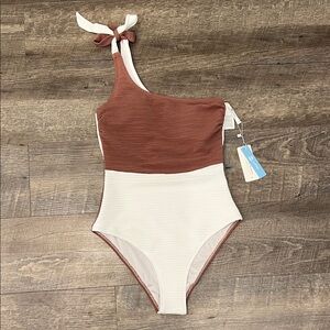 Cupshe Brown and White Kids One Piece Swimsuit